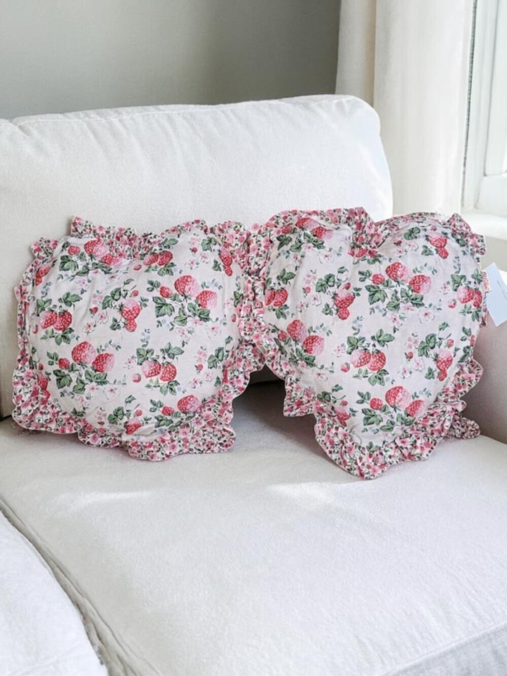 Cath Kidston London New Cottagecore Strawberry Heart-shaped Throw Pillows Set